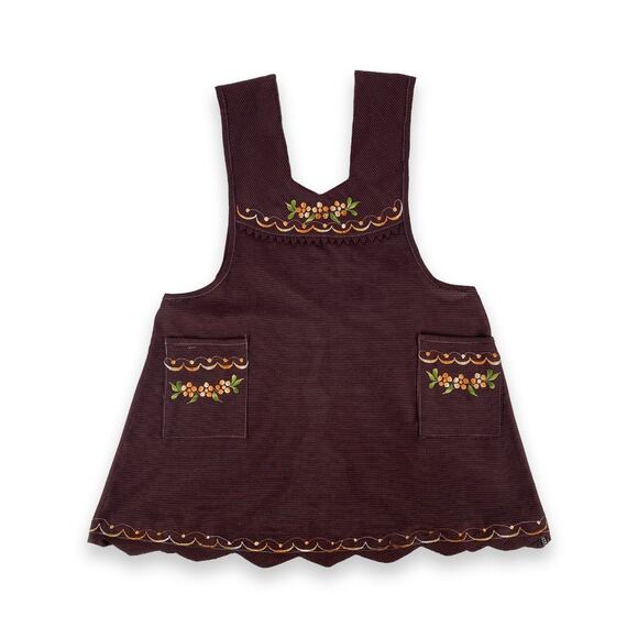 Burgundy Mexican Embroidered Apron – Essential Cotton Blend Kitchen Apron - Picture 4 of 9
